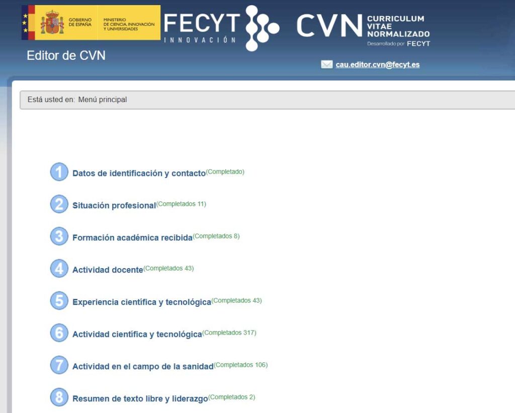 Página FECYT - CVN